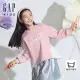 【GAP】女童裝 Logo印花假兩件圓領長袖上衣-粉色(890218)