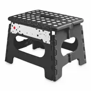 9" Folding Plastic Step Foot Stool with Handle - Black