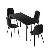 Oikiture 1.2m Dining Table and Chairs 4-Seater Kitchen Furniture Set Black