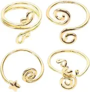 [TENDYCOCO] 4pcs Adjustable Toe Rings Set for Women Handmade Open Toe Rings with Zircon Boho Toe Rings for Summer Beach Jewelry