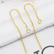 2Pairs 18K Gold Plated Threader Earrings Connector, Minimalist Jewelry Supply,