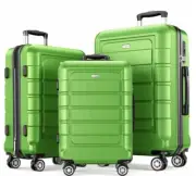 Lime Green 3 Piece Luggage Sets Business Trip iHard Shell Suitcase Set Spinner