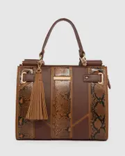 Brown Stephanie Vertical Panel Tote Bag