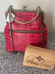 Patricia Nash Purse Handbag Pink Novella Croc Print Chain Strap Dustbag