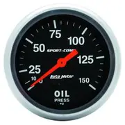 Autometer Sport-Comp Oil Pressure Gauge Mechanical - 10 Feet, 0 - 150 PSI, 2 5/8 Inch, AU3423