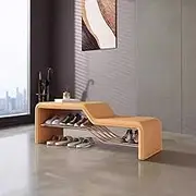 Shoe Bench Entryway Bench End of Bed Bench Shoe Ottoman Bench Storage Bench Modern Upholstered Shoe Changing Stool for Living Room Bedroom Hallway Window Corne(Orange,120 * 35 * 40cm)