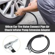 2pcs 100cm 39" Car Tire Air Chuck Inflator Extension Braided Tube Quick Connect