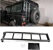 Car Styling Alloy Black Car Rear Door Tailgate Roof Climbing Ladder Kit Compatible For Land Rover Defender 90 110 2004-2009 Car Accessories(Black a)