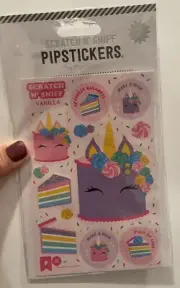 Pipsticks Scratch N Sniff Purple Unicorn Cake Stickers Sealed New In Package
