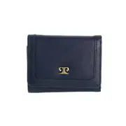 Pierre Cardin Ladies Leather Snap Button Tri-Fold Wallet - Navy