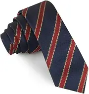 [OTAA] Cambridge Navy Blue with Royal Red Stripes Skinny Tie Navy Blue Cambridge Navy Blue with Royal Red Stripes Skinny Tie