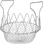 Belle Vous Stainless Steel Foldable Frying Basket - Folding Colander/Strainer Kitchen Cooking Tool - Wire Mesh Net Food Basket for Deep Frying Potato Fries, Steaming & Rinsing Vegetables/Fruit
