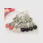 Wholesale Lot 12 Mix Tibetan Silver Gemstone Bead Dangle Earring Amethyst Quartz
