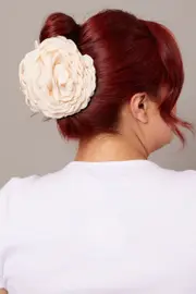 White Rosette Claw Clip