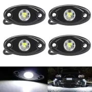 4x White LED Rock Light Pods For Trail Under Body Rig Lamp Offroad Truck 4X4 ATV