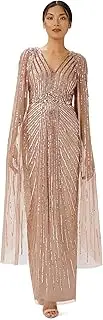 [Adrianna Papell] Women's Beaded Cape Long Dress