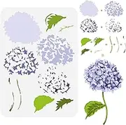 FINGERINSPIRE Layered Hydrangea Pattern Painting Stencil 8.3x11.7inch Hydrangea Flower Drawing Template DIY Craft Plants Decoration Stencil for Painting on Wood Wall Fabric Furniture