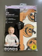 BONDS BABY ZIP WONDERSUIT - HALLOWEEN PUMPKINS CREAM - SIZE 00 BNIP