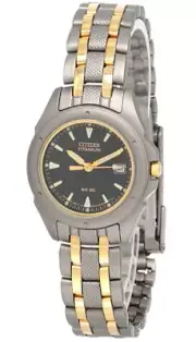 CITIZEN Black Dial 2-Tone Titanium Women's Watch EU1060-61E