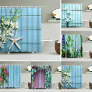 Flower Wall Waterproof Shower Curtain Bathroom Curtains With Hooks Polyester
