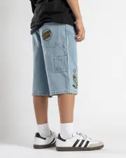[Santa Cruz] Santa Cruz Boys' Opus Grip Dot Carpenter Shorts in Bleached Denim Size 16 16 Bleached Denim