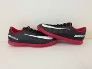 Nike Jr Mercurial X Vortex III IC 4.5 Youth Cleats 831953-002 Black Gray Red Wht