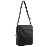 Pierre Cardin Italian Leather Tablet Bag for Android iPad Messenger Cross Body - Black