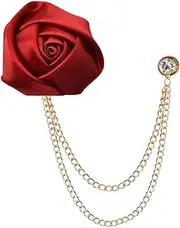 [Kilener] Suit Lapel Pin Rose Flower Brooch Pin Wedding Brooches for Men Tassel Chain Brooch Collar Pins Rose Brooch Pin Flower Lapel Pins for Men Fashion Bridegroom Wedding Brooches