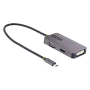 StarTech 118-USBC-HDMI-VGADVI USB-C Video Adapter, USB-C to HDMI DVI VGA Adapter, Up to 4K 60Hz, Aluminum, Multiport Video Display Adapter, Thunderbolt 3/4 Compatible