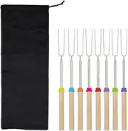 AIMALL Marshmallow Roasting Sticks Extendable Fork BBQ Campfire Kids Fun Barbecue – Telescopic BBQ Forks for Campfire, Barbecue, and Outdoor Cooking, Includes 8 Sticks with Canvas Storage Bag