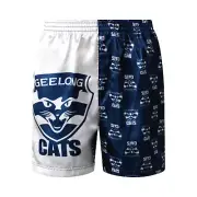 Geelong Cats AFL AF9263 Boys Team Logo Printed Satin Boxer Shorts New