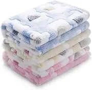 1 Pack 3 Blankets Super Soft Fluffy Premium Cute Elephant Pattern Pet Blanket Flannel Throw for Dog Puppy Cat Blue/Pink/Yellow Small(23x16 inch)