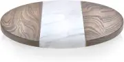 Libbey Prologue 15" Handmade Wood Marble Lazy Susan Table Centerpiece