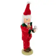 14" TALL SANTA IN SNOWFLAKE PAJAMAS WOODEN CHRISTMAS NUTCRACKER DECORATION 718J