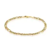 Pori Jewelry 14K Yellow Gold Figaro Link Chain Bracelets for Men