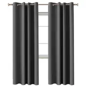 2 x Blockout Curtains Blackout Bedroom Curtain Draperies Eyelet ,Dark Grey