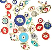 [KALLORY] Necklace Charms Set 40pcs Alloy Evil Eye Pendants Jewelry Making Charms Earring Connectors