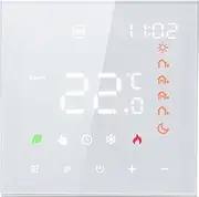 Smart Thermostat, 16A Digital Programmable LCD Display Touchscreen Underfloor Heating Temperature Controller Digital Intelligent Wall Thermostat for Electric Heating White Normal 16A