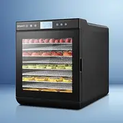 [Devanti] Food Dehydrator, 10 Trays 700W Electric Excalibur Dehydrators Dryer Machine Oven Jerky Yogurt Fruit Maker Home Small Kitchen Appliances, Stainless Steel Adjustable Temperature Control Black