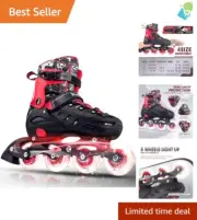 Kids & Adult Roller Skates - Adjustable Size with LED Wheels for Outdoor Fun