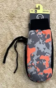 $35 NEFF HEADWEAR Snow Mitt INSULATED Ski Snowboard Mittens ORANGE Camo Men's XL