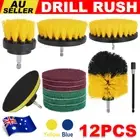 Grout Power Scrubber Drill Brush Kit Bathroom Tub Cleaner Combo Tool Yellow/Blue