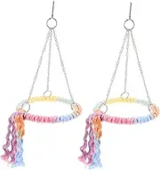 2pcs Cotton Rope Parrot Swing Durable Bird Hammock Perch for Parakeets Finch Conure Easy Installation with Hooks Accessories for Birds