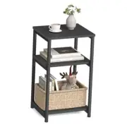 Side Table, Small End Table, Tall Nightstand for Living Room, Classic Black