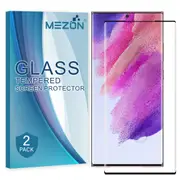 [2 Pack] Full Coverage Samsung Galaxy S22 Ultra 5G Tempered Glass Crystal Clear Premium 9H HD Screen Protector by MEZON (S22 Ultra, 9H Full)