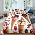 Cherry Ice Cream Duvet Quilt Cover Double Bedding Set Pillowcase