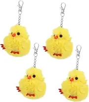 [FRCOLOR] 4pcs Plush Chick Keychain Cute Stuffed Animal Keychain Lightweight Hanging Ornament for Bags and Keys Soft Texture with Durable Ring present for Animal Lovers