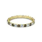 925 Sterling Silver Round Aquamarine Smoky Quartz Yellow Plated Band Ring