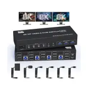 8K@60Hz DisplayPort KVM Switch 3 Monitors 4 Computers 4K@144Hz, DP 1.4 KVM Sw...