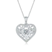 Life of Tree Heart Moissanite Necklace 925 Sterling Silver Rose Gold Color VVS